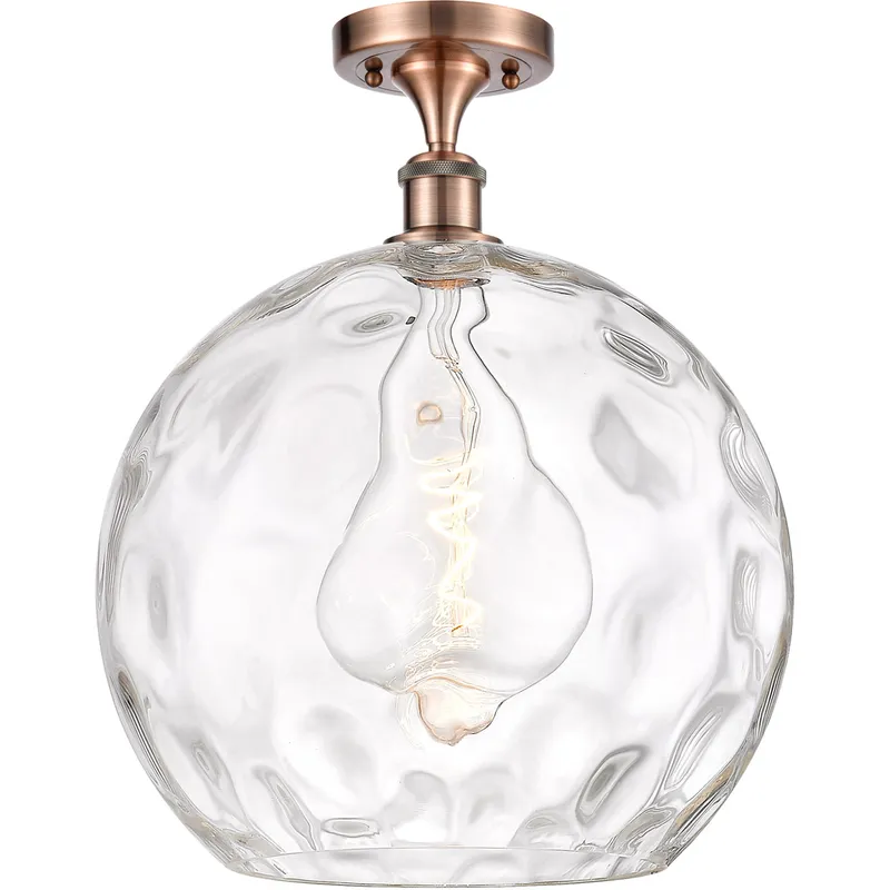 Ballston Athens Water Glass 1 Light 14 inch Antique Copper Semi-Flush Mount Ceiling Light