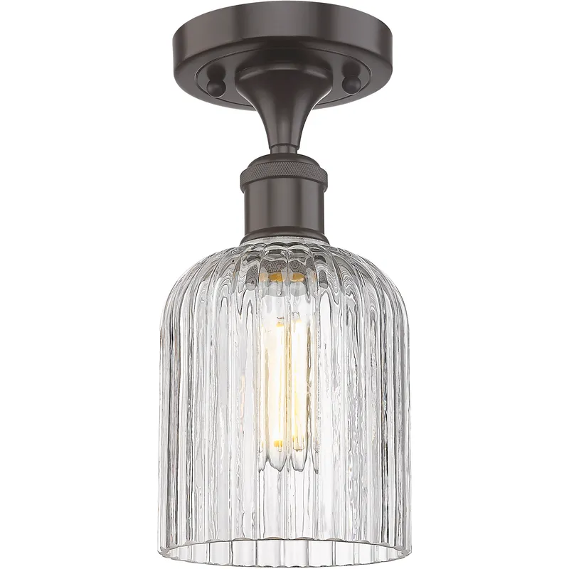 Bridal Veil 1 Light 5 inch Oil Rubbed Bronze Semi-Flush Mount Ceiling Light in Clear