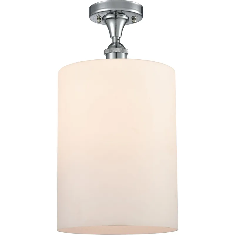 Ballston Large Cobbleskill 1 Light 9 inch Polished Chrome Semi-Flush Mount Ceiling Light in Matte White Glass, Ballston