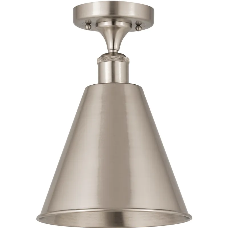 Ballston Cone LED 8 inch Brushed Satin Nickel Semi-Flush Mount Ceiling Light