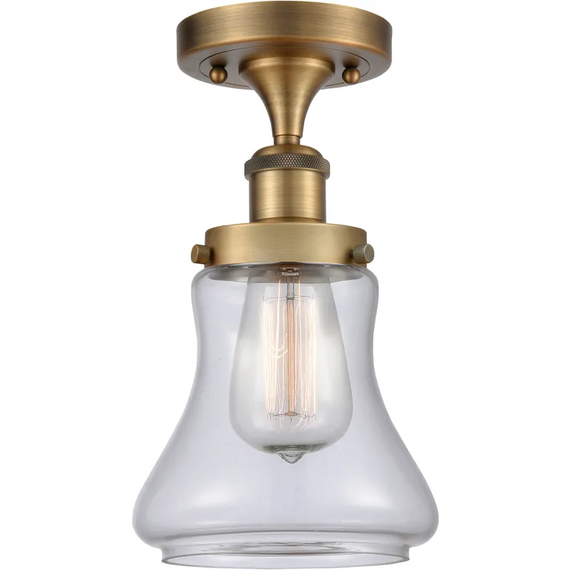 Bellmont 1 Light 6.5 inch Brushed Brass Semi-Flush Mount Ceiling Light in Clear Glass