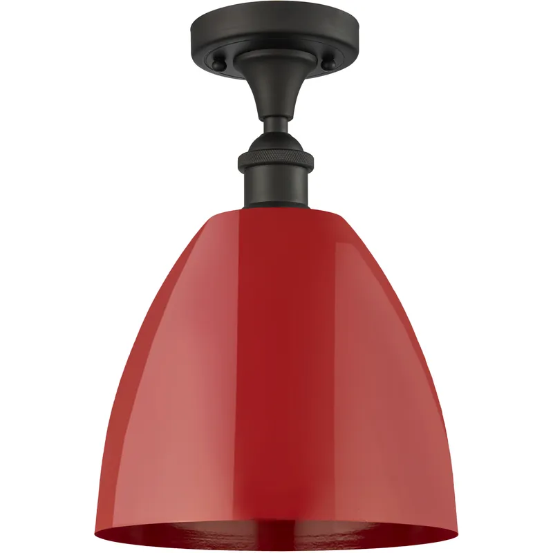 Ballston Plymouth Dome 1 Light 9 inch Oil Rubbed Bronze Semi-Flush Mount Ceiling Light in Matte Red