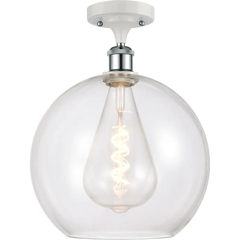 Ballston Athens LED 11.75 inch White and Polished Chrome Semi-Flush Mount Ceiling Light in Clear Glass