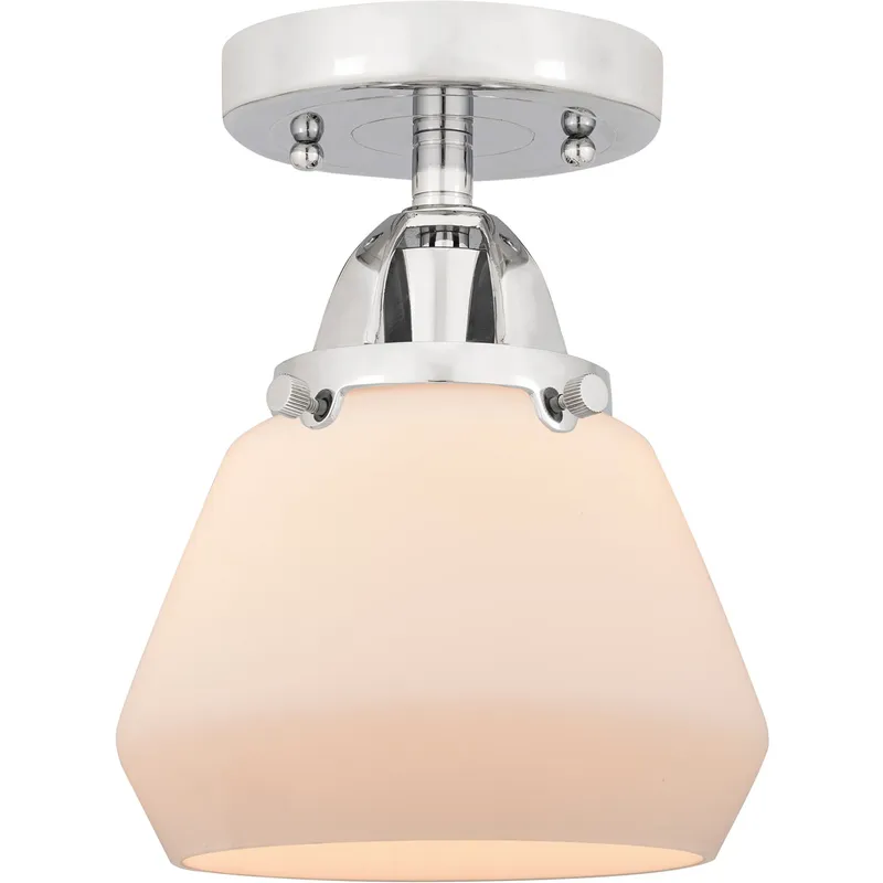 Nouveau 2 Fulton 1 Light 7 inch Polished Chrome Semi-Flush Mount Ceiling Light in Matte White Glass