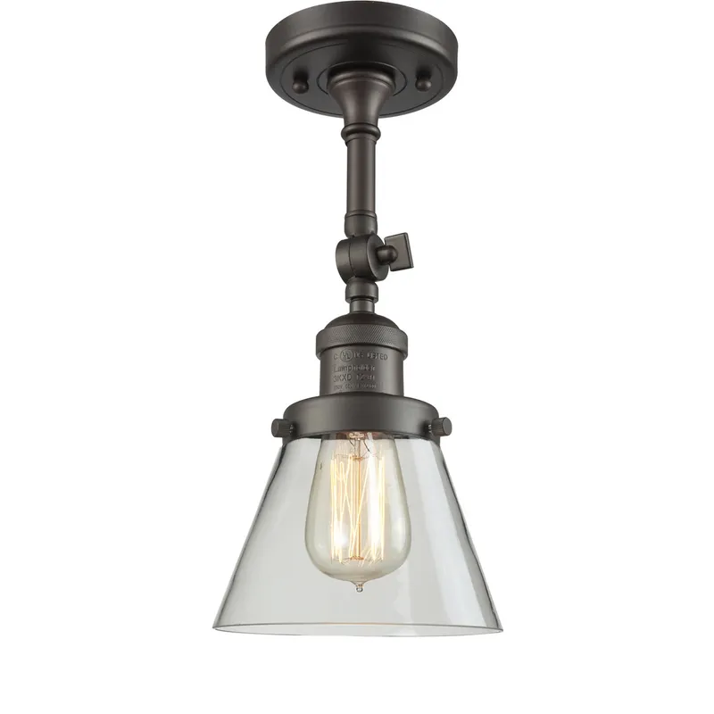 Franklin Restoration Small Cone 1 Light 6 inch Oil Rubbed Bronze Semi-Flush Mount Ceiling Light in Clear Glass, Franklin Restoration