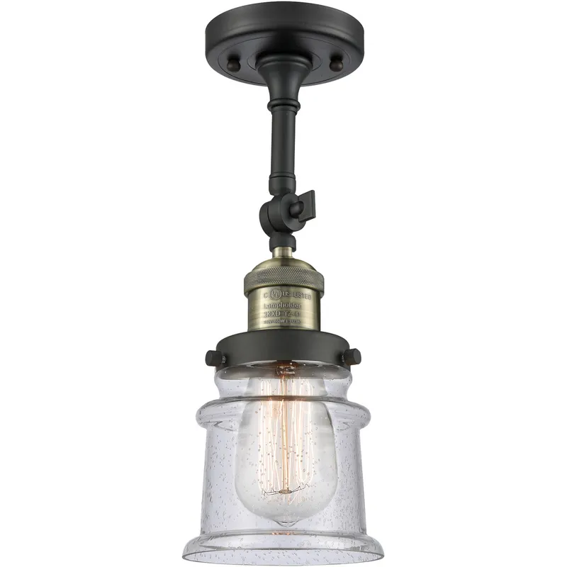 Franklin Restoration Small Canton 1 Light 6 inch Black Antique Brass Semi-Flush Mount Ceiling Light in Seedy Glass, Franklin Restoration