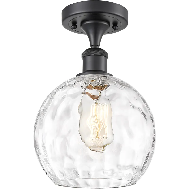 Edison Athens Water Glass 1 Light 8 inch Matte Black Semi-Flush Mount Ceiling Light