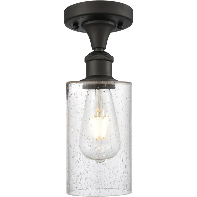 Clymer 1 Light 3.88 inch Oil Rubbed Bronze Semi-Flush Mount Ceiling Light in Seedy Glass