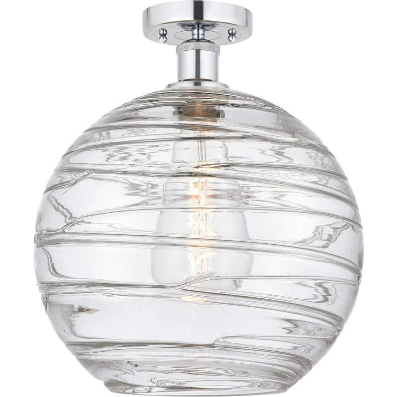 Edison Athens Deco Swirl 1 Light 12 inch Polished Chrome Semi-Flush Mount Ceiling Light