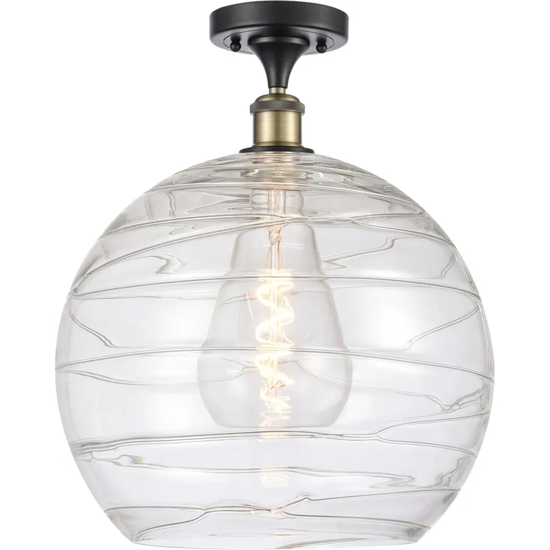 Ballston Deco Swirl LED 13.75 inch Black Antique Brass Semi-Flush Mount Ceiling Light