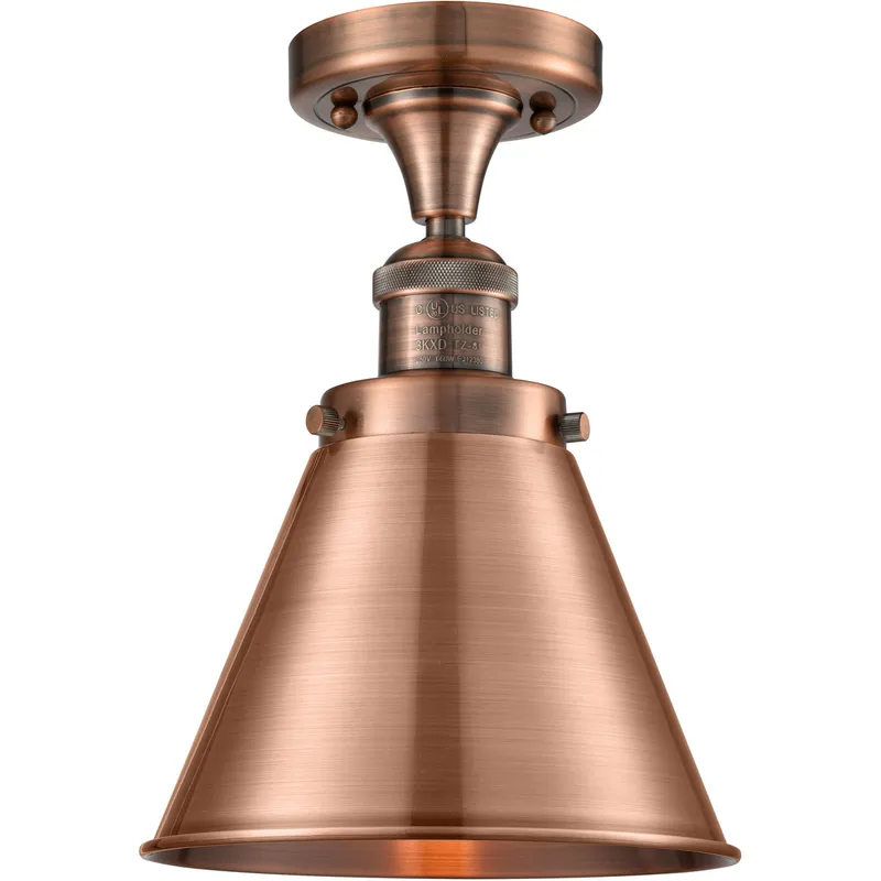 Franklin Restoration Appalachian LED 8 inch Antique Copper Semi-Flush Mount Ceiling Light, Franklin Restoration