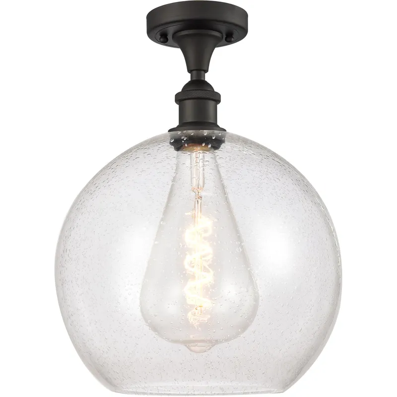 Ballston Athens LED 11.75 inch Oil Rubbed Bronze Semi-Flush Mount Ceiling Light in Seedy Glass