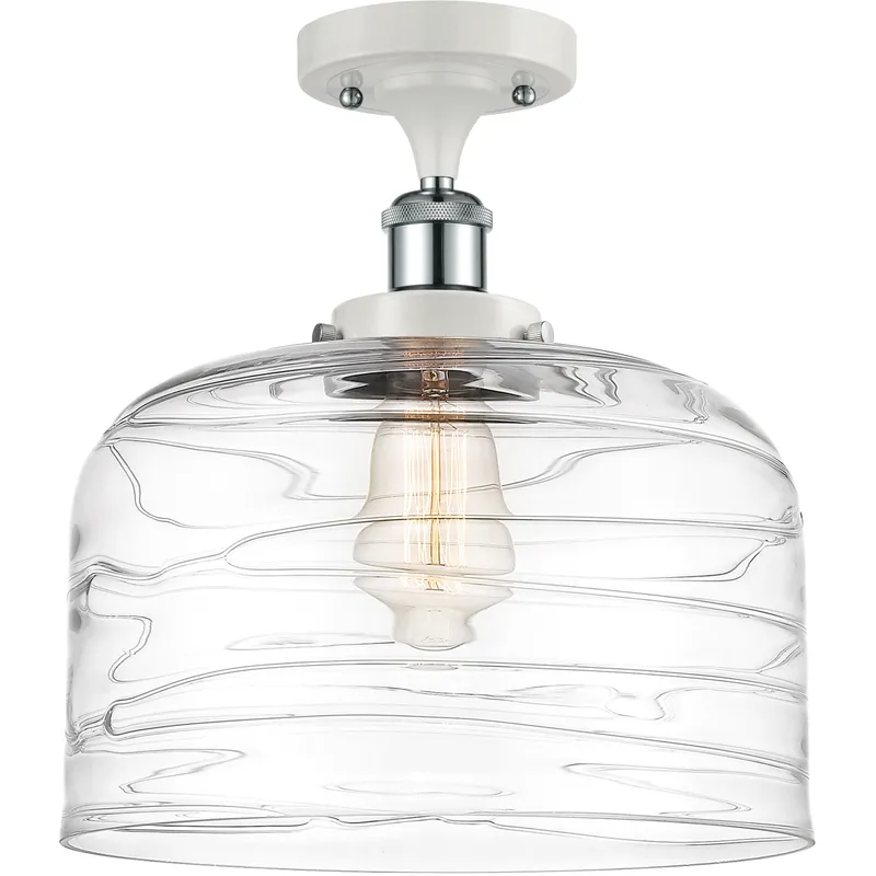 Ballston Bell 1 Light 8 inch White and Polished Chrome Semi-Flush Mount Ceiling Light