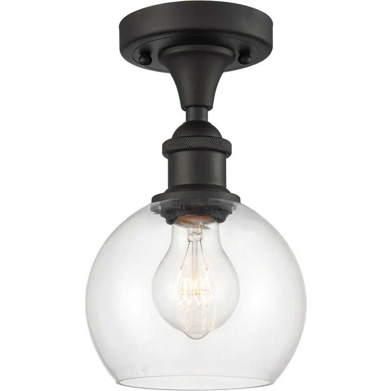 Ballston Athens LED 6 inch Oil Rubbed Bronze Semi-Flush Mount Ceiling Light in Clear Glass