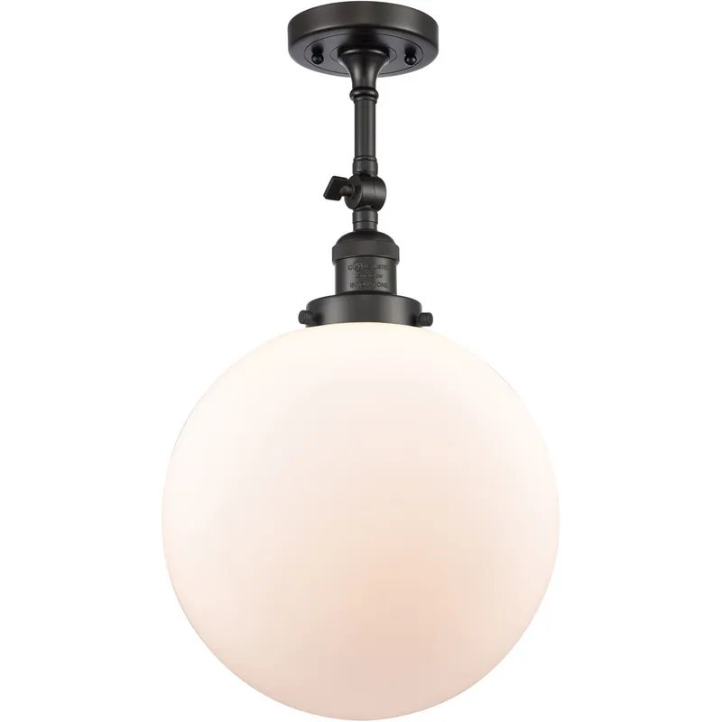 Franklin Restoration XX-Large Beacon 1 Light 12 inch Oil Rubbed Bronze Semi-Flush Mount Ceiling Light in Matte White Glass, Franklin Restoration