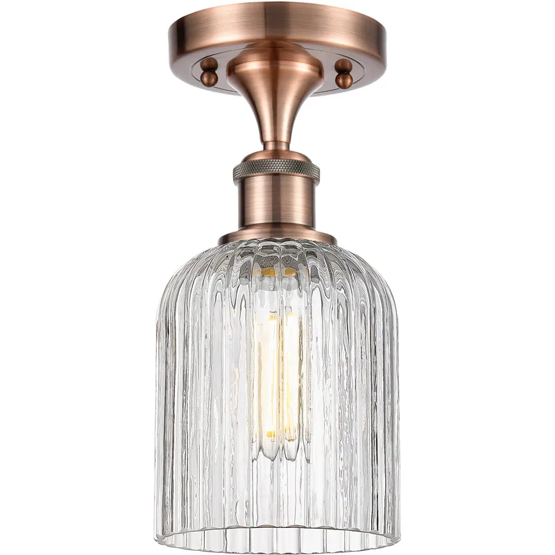 Bridal Veil 1 Light 5 inch Antique Copper Semi-Flush Mount Ceiling Light in Clear