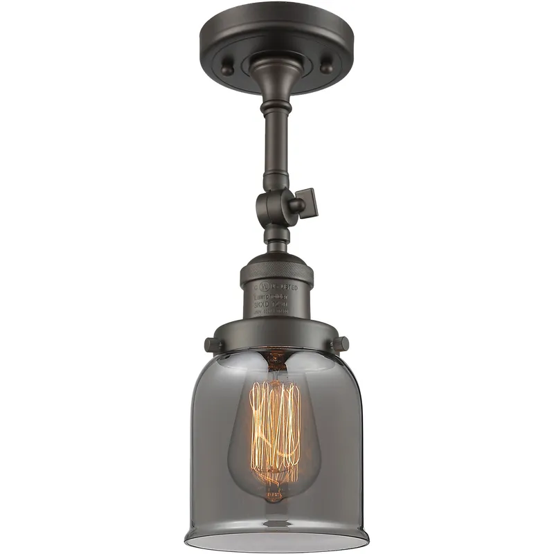 Franklin Restoration Small Bell LED 5 inch Oil Rubbed Bronze Semi-Flush Mount Ceiling Light in Plated Smoke Glass, Franklin Restoration