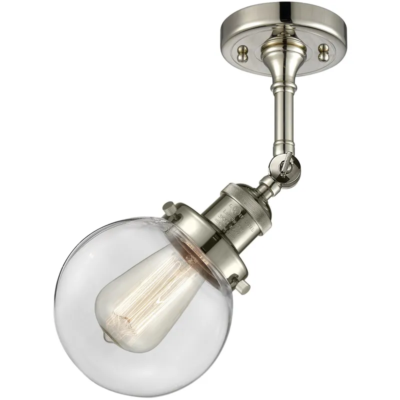 Franklin Restoration Beacon 1 Light 6 inch Polished Nickel Semi-Flush Mount Ceiling Light in Clear Glass, Franklin Restoration