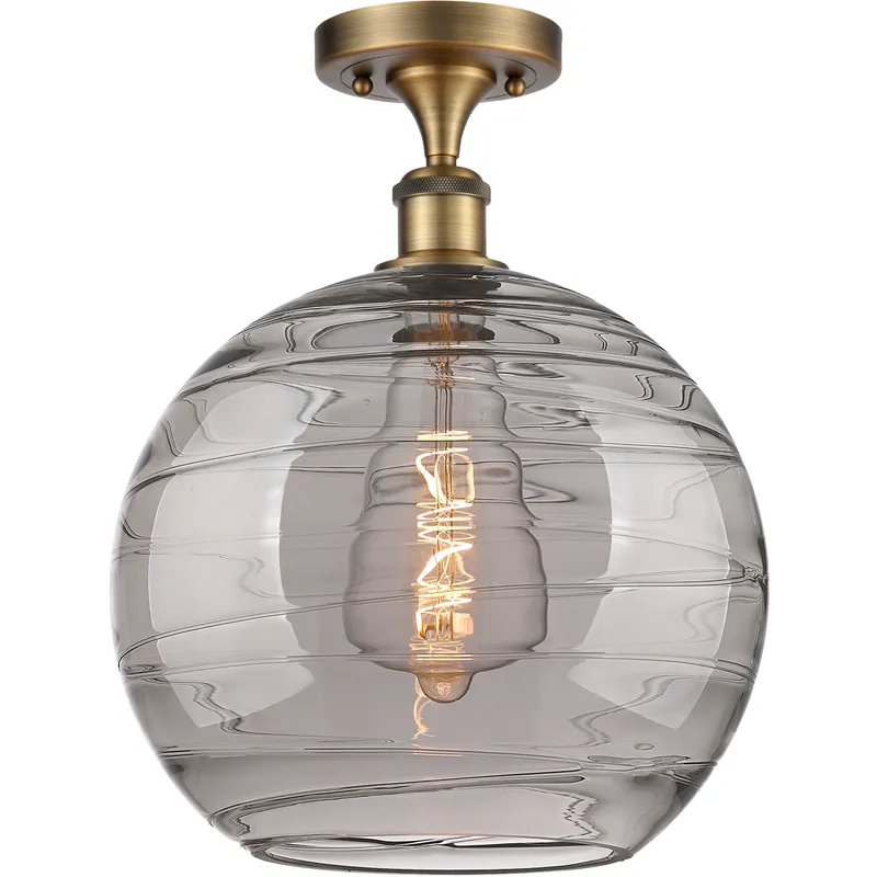 Ballston Athens Deco Swirl 1 Light 12 inch Brushed Brass Semi-Flush Mount Ceiling Light