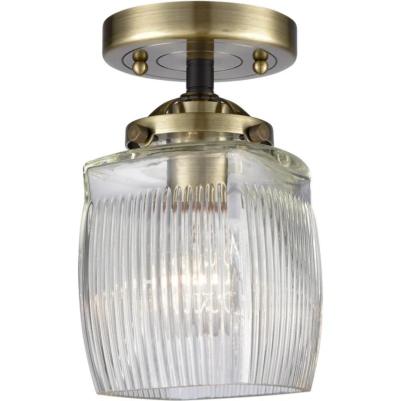 Nouveau Colton 1 Light 6 inch Black Antique Brass Semi-Flush Mount Ceiling Light, Nouveau