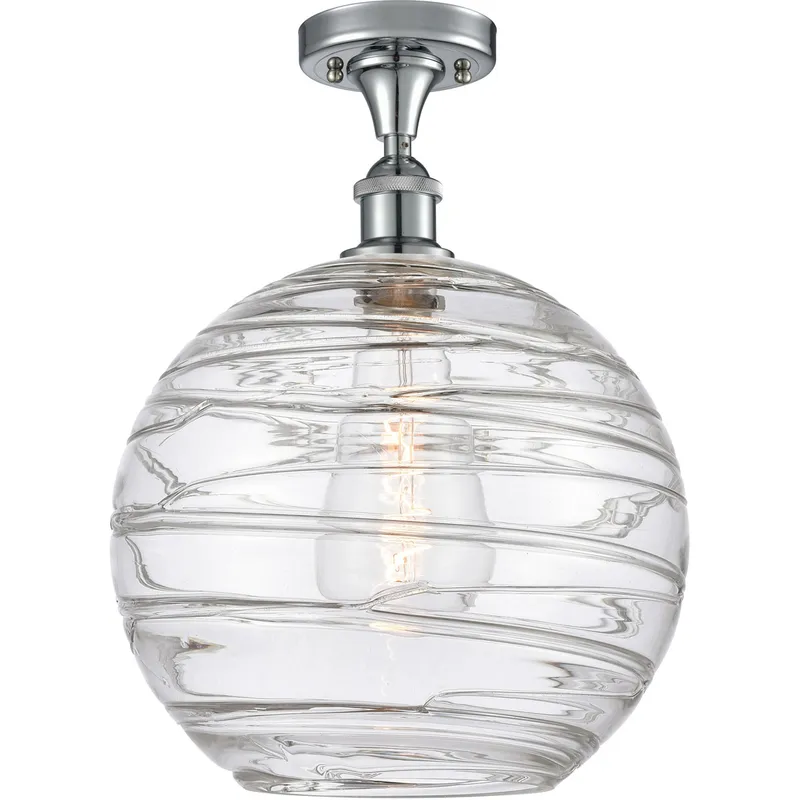 Ballston X-Large Deco Swirl 1 Light 12 inch Polished Chrome Semi-Flush Mount Ceiling Light, Ballston