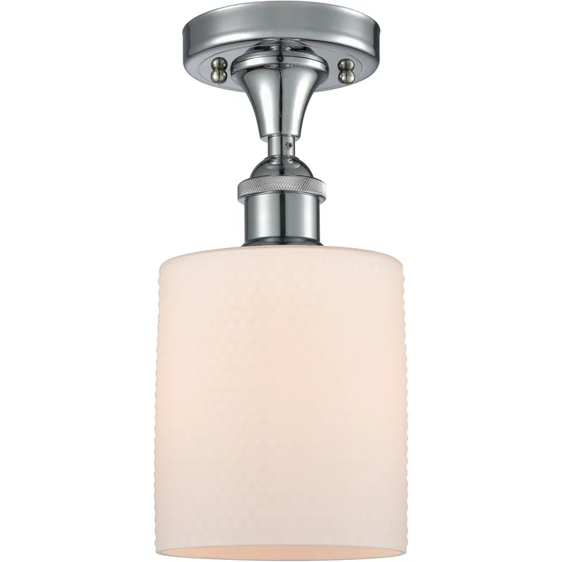 Edison Cobbleskill 1 Light 5 inch Polished Chrome Semi-Flush Mount Ceiling Light in Matte White Glass
