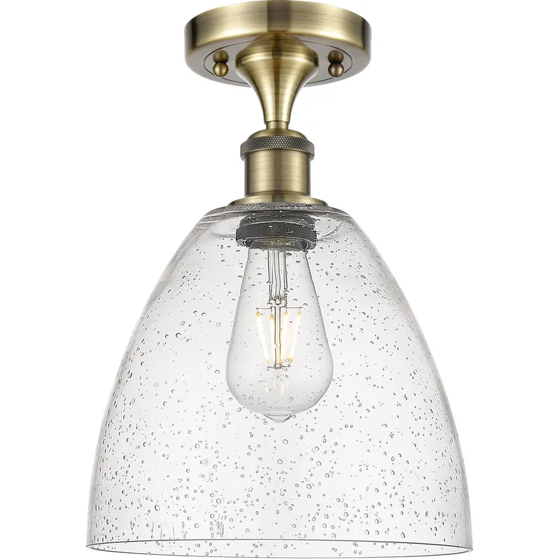 Ballston Dome 1 Light 9 inch Antique Brass Semi-Flush Mount Ceiling Light