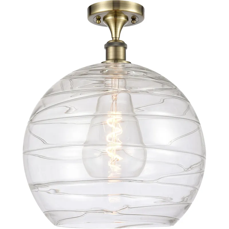 Ballston Deco Swirl LED 13.75 inch Antique Brass Semi-Flush Mount Ceiling Light