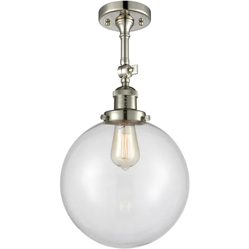 Franklin Restoration X-Large Beacon LED 10 inch Polished Nickel Semi-Flush Mount Ceiling Light in Clear Glass, Franklin Restoration