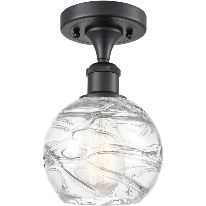 Ballston Small Deco Swirl 1 Light 6 inch Matte Black Semi-Flush Mount Ceiling Light, Ballston