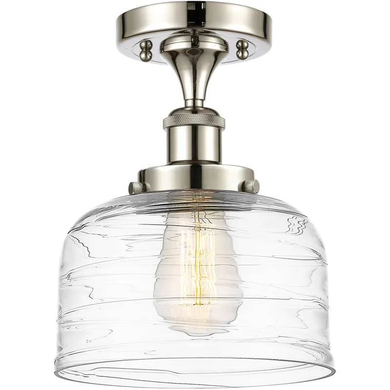 Ballston Bell 1 Light 8 inch Polished Nickel Semi-Flush Mount Ceiling Light