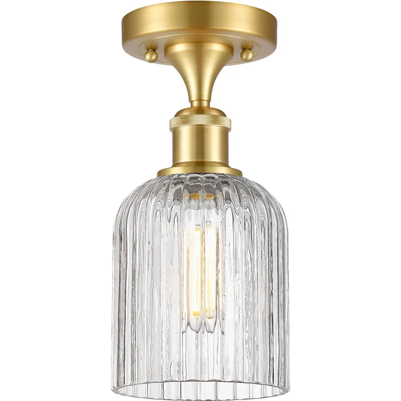 Bridal Veil 1 Light 5 inch Satin Gold Semi-Flush Mount Ceiling Light in Clear Glass