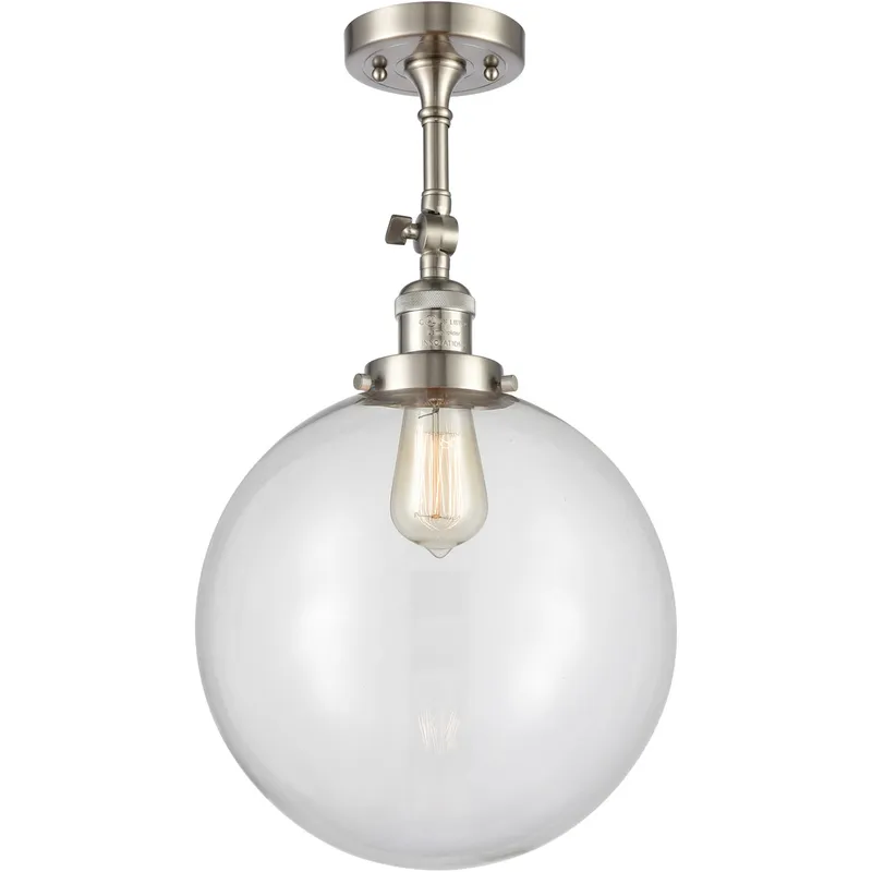 Franklin Restoration XX-Large Beacon LED 12 inch Brushed Satin Nickel Semi-Flush Mount Ceiling Light in Clear Glass, Franklin Restoration