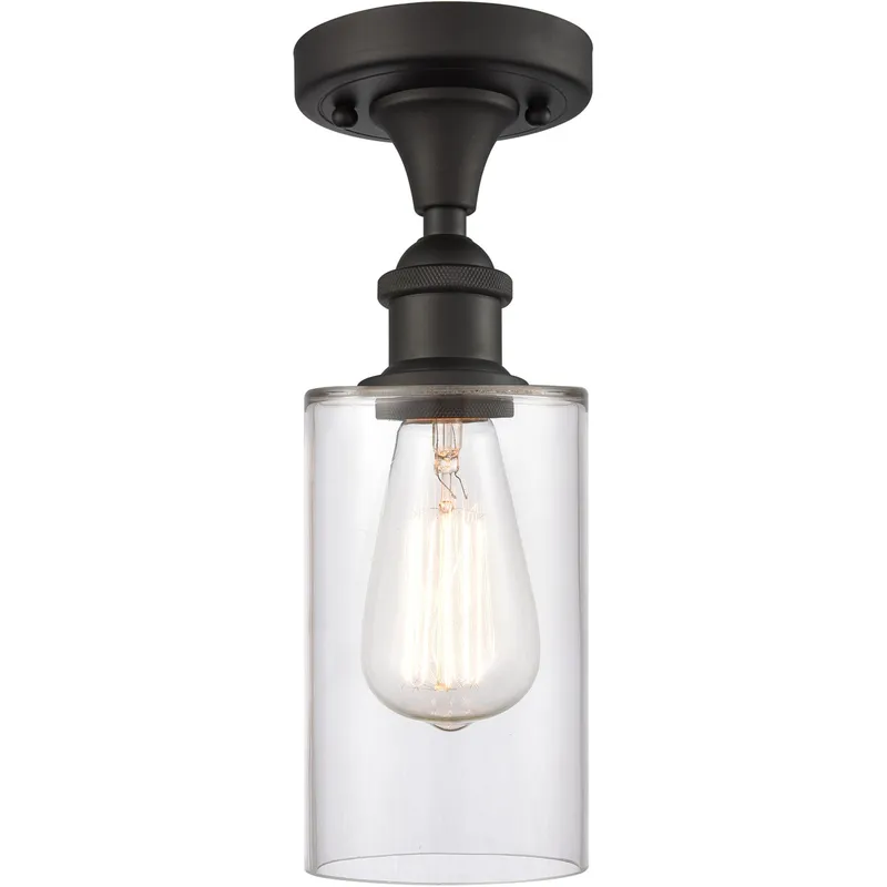 Ballston Clymer 1 Light 4 inch Oil Rubbed Bronze Semi-Flush Mount Ceiling Light in Clear Glass, Ballston