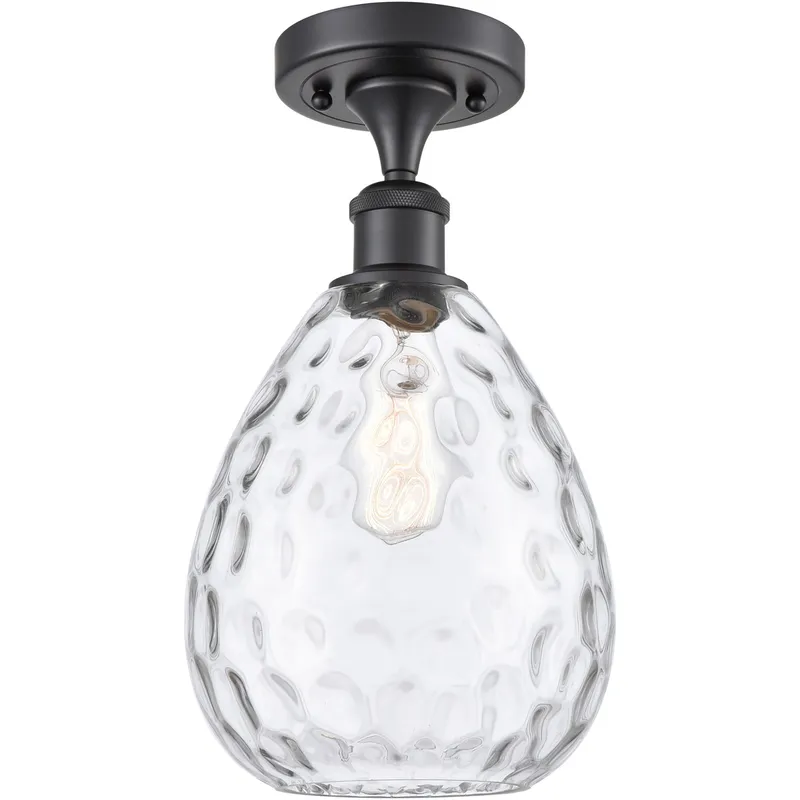 Ballston Large Waverly 1 Light 8 inch Matte Black Semi-Flush Mount Ceiling Light, Ballston