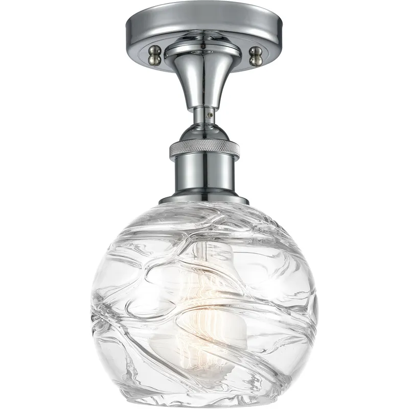 Ballston Small Deco Swirl 1 Light 6 inch Polished Chrome Semi-Flush Mount Ceiling Light, Ballston