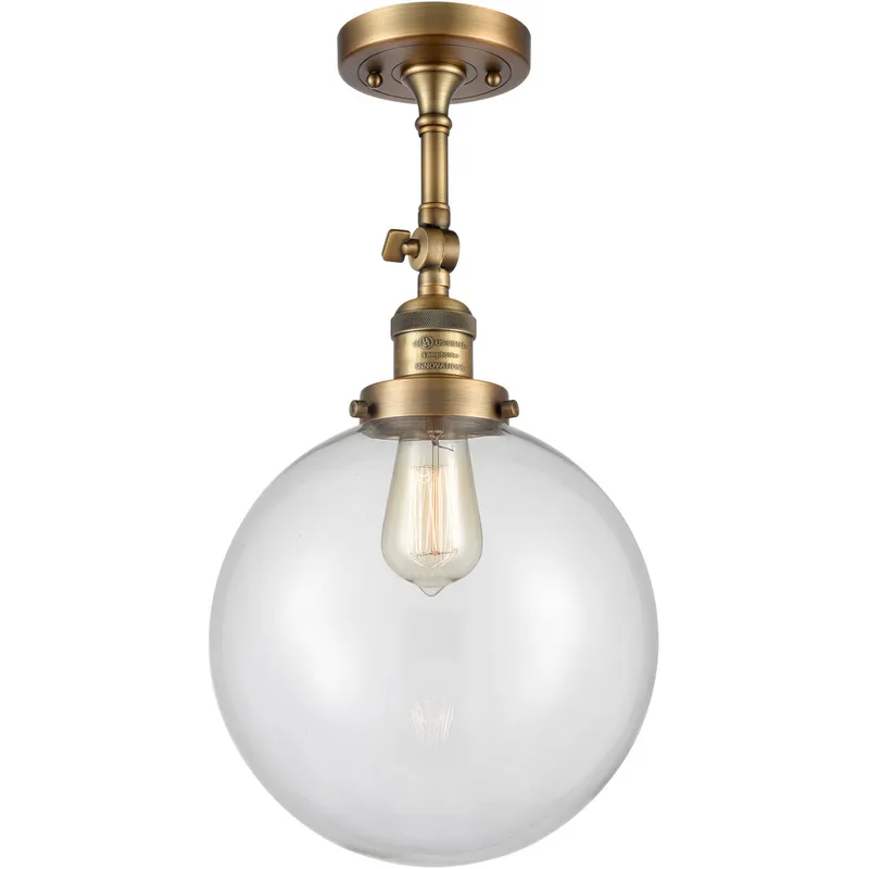 Franklin Restoration X-Large Beacon LED 10 inch Brushed Brass Semi-Flush Mount Ceiling Light in Clear Glass, Franklin Restoration