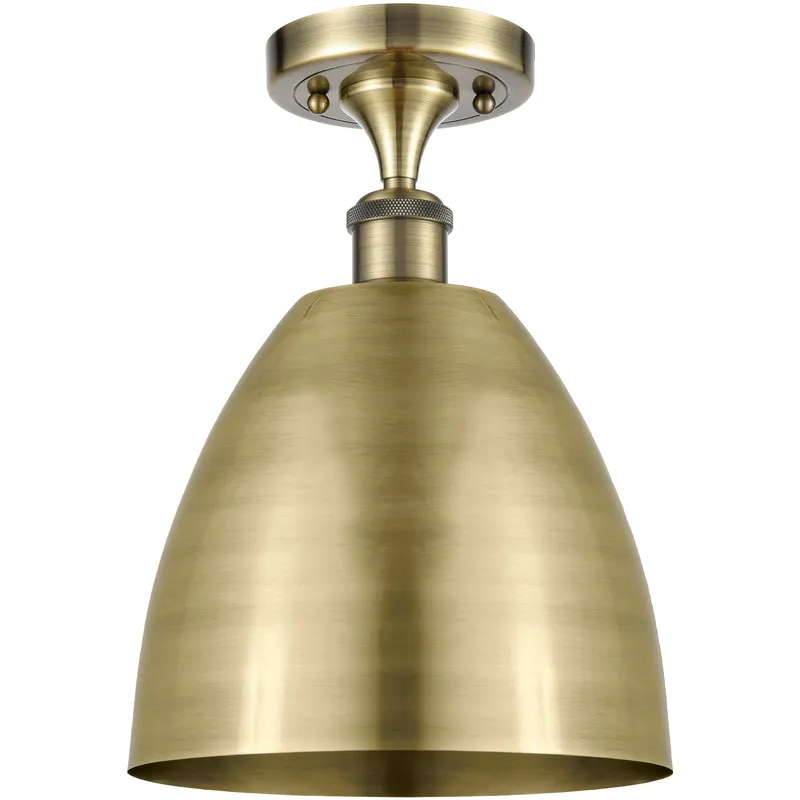 Ballston Dome 1 Light 9 inch Antique Brass Semi-Flush Mount Ceiling Light