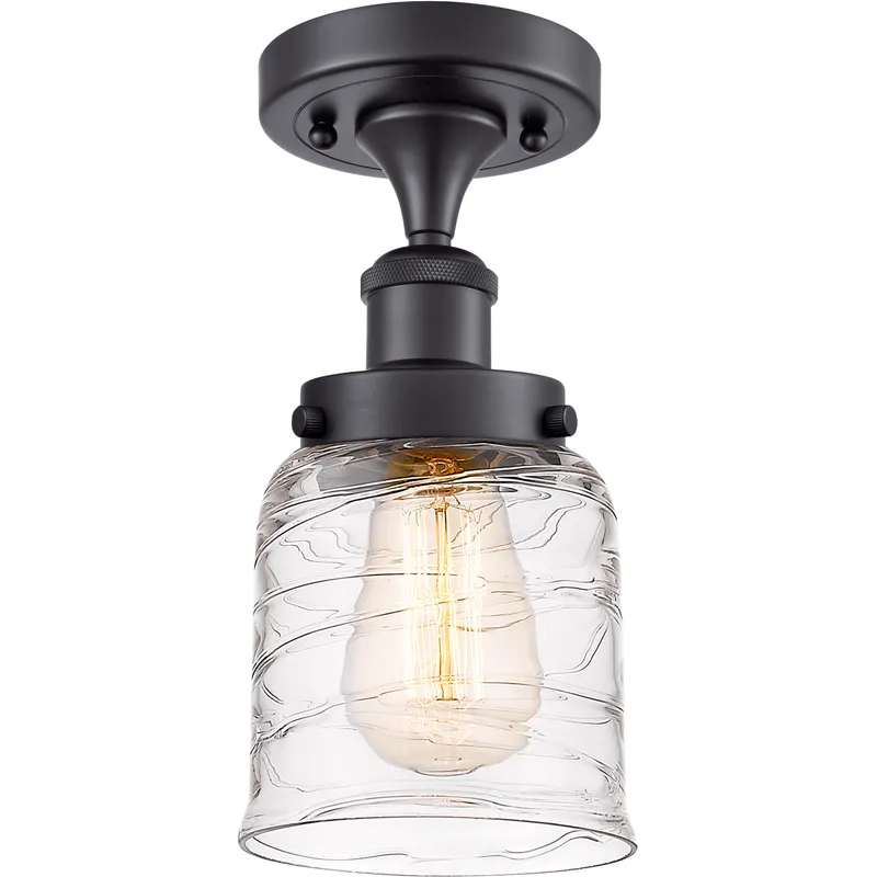 Bell 1 Light 6.5 inch Matte Black Semi-Flush Mount Ceiling Light