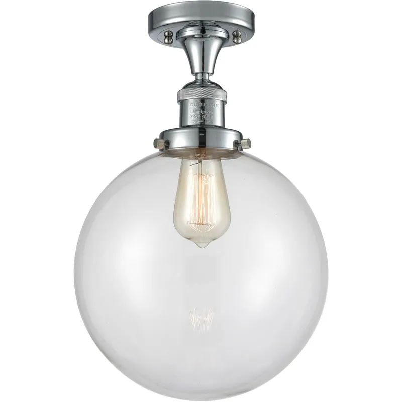 Franklin Restoration X-Large Beacon 1 Light 10 inch Polished Chrome Semi-Flush Mount Ceiling Light in Clear Glass, Franklin Restoration