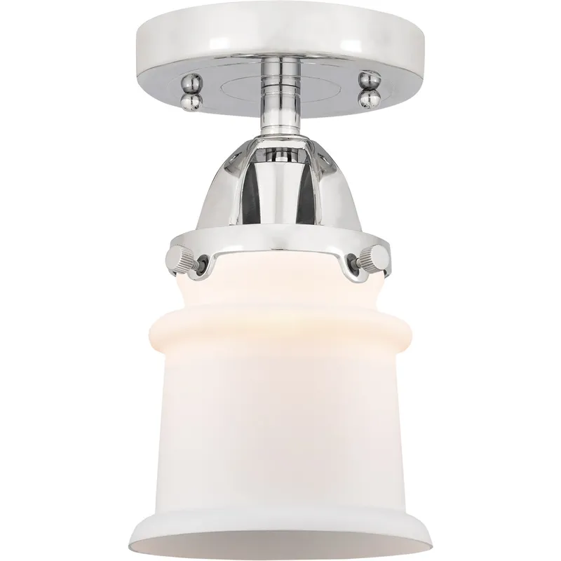Nouveau 2 Small Canton 1 Light 5 inch Polished Chrome Semi-Flush Mount Ceiling Light in Matte White Glass