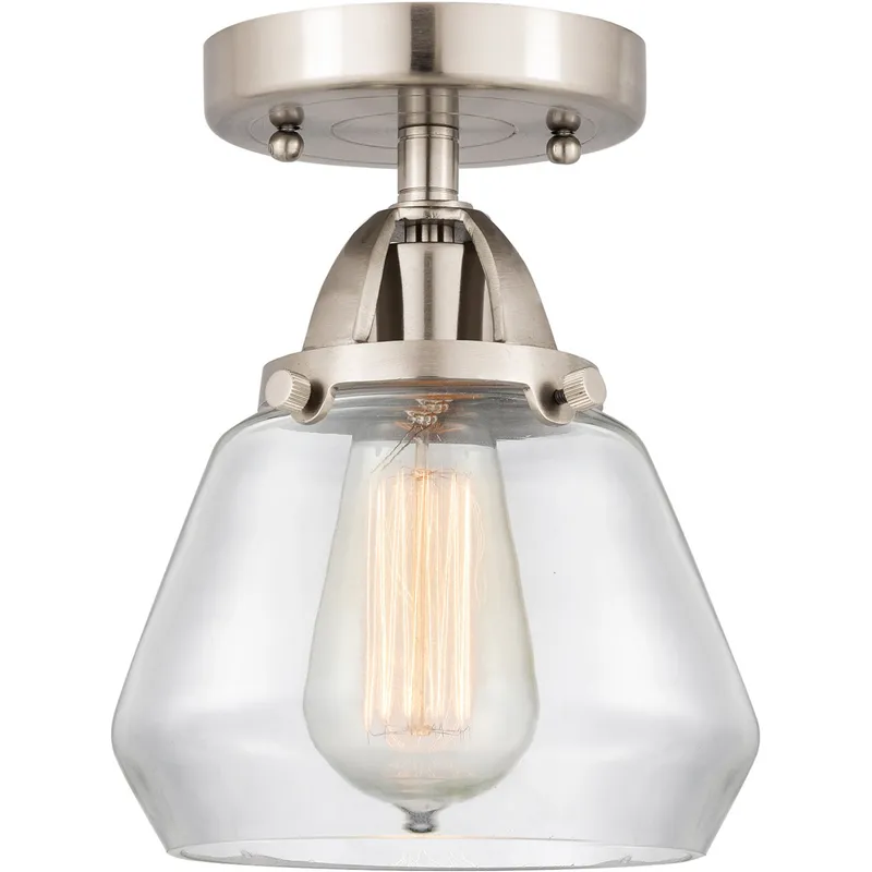 Nouveau 2 Fulton LED 6.75 inch Brushed Satin Nickel Semi-Flush Mount Ceiling Light in Clear Glass