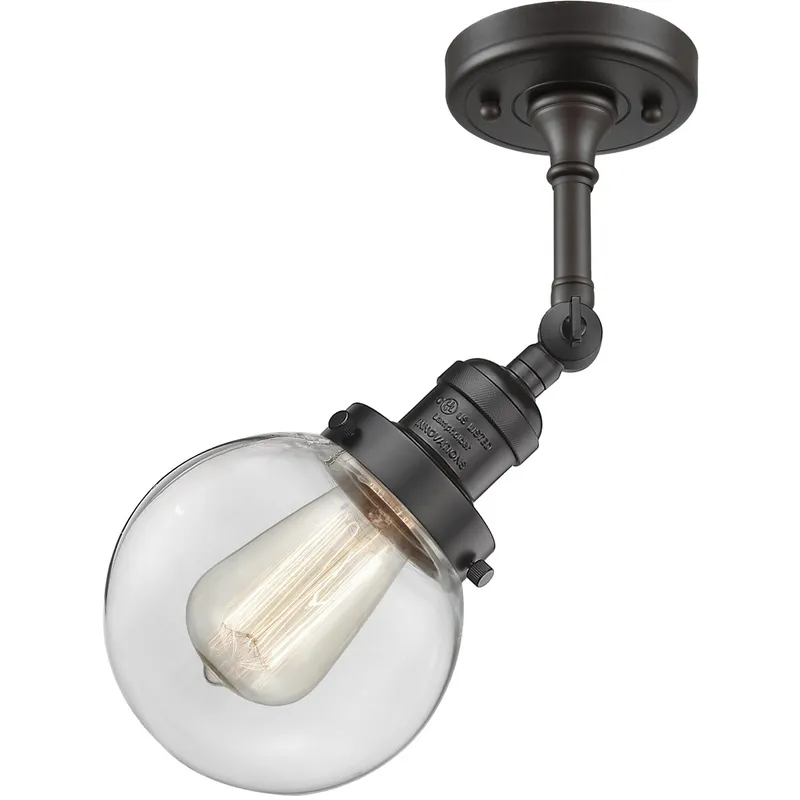 Franklin Restoration Beacon 1 Light 6 inch Oil Rubbed Bronze Semi-Flush Mount Ceiling Light in Clear Glass, Franklin Restoration
