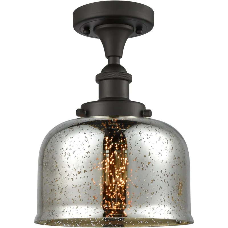 Ballston Bell 1 Light 8 inch Oil Rubbed Bronze Semi-Flush Mount Ceiling Light, Large Bell