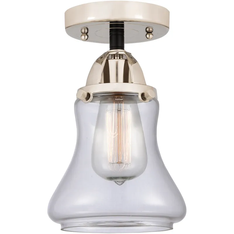 Nouveau 2 Bellmont 1 Light 6 inch Black Polished Nickel Semi-Flush Mount Ceiling Light in Clear Glass