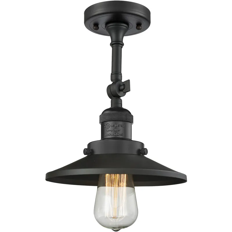 Franklin Restoration Railroad 1 Light 8 inch Matte Black Semi-Flush Mount Ceiling Light, Franklin Restoration