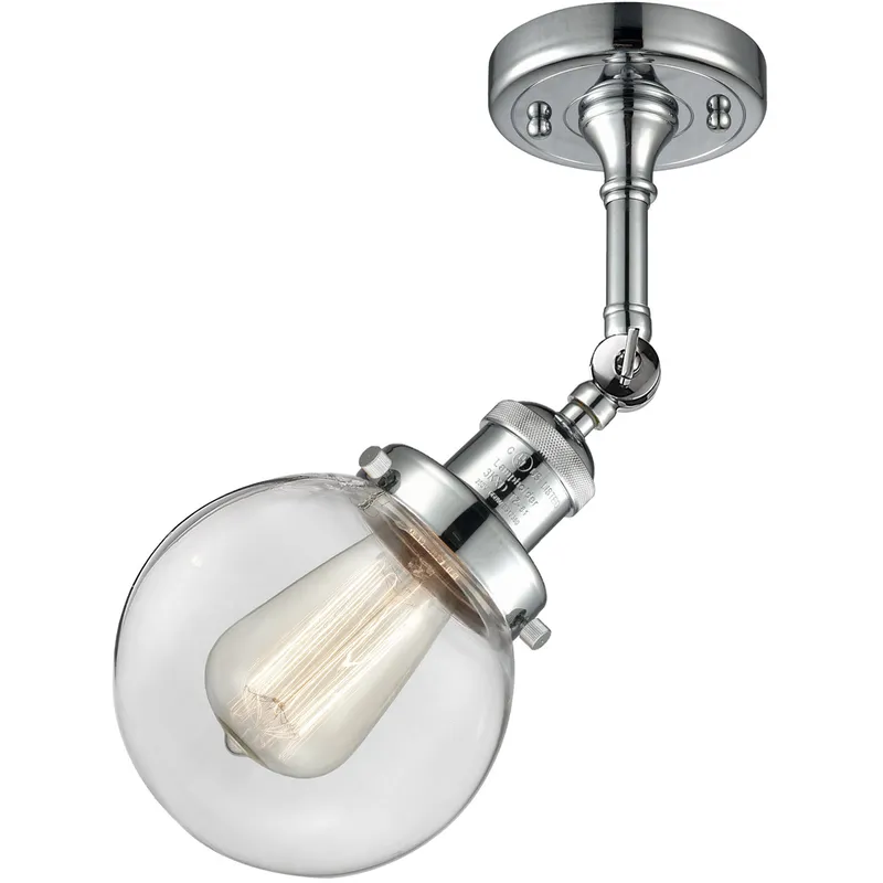 Franklin Restoration Beacon 1 Light 6 inch Polished Chrome Semi-Flush Mount Ceiling Light in Clear Glass, Franklin Restoration