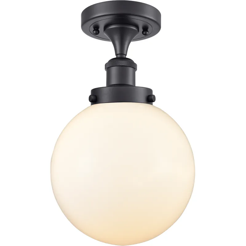 Beacon 1 Light 6.5 inch Matte Black Semi-Flush Mount Ceiling Light