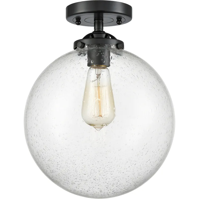 Nouveau XX-Large Beacon 1 Light 12 inch Oil Rubbed Bronze Semi-Flush Mount Ceiling Light in Seedy Glass, Nouveau