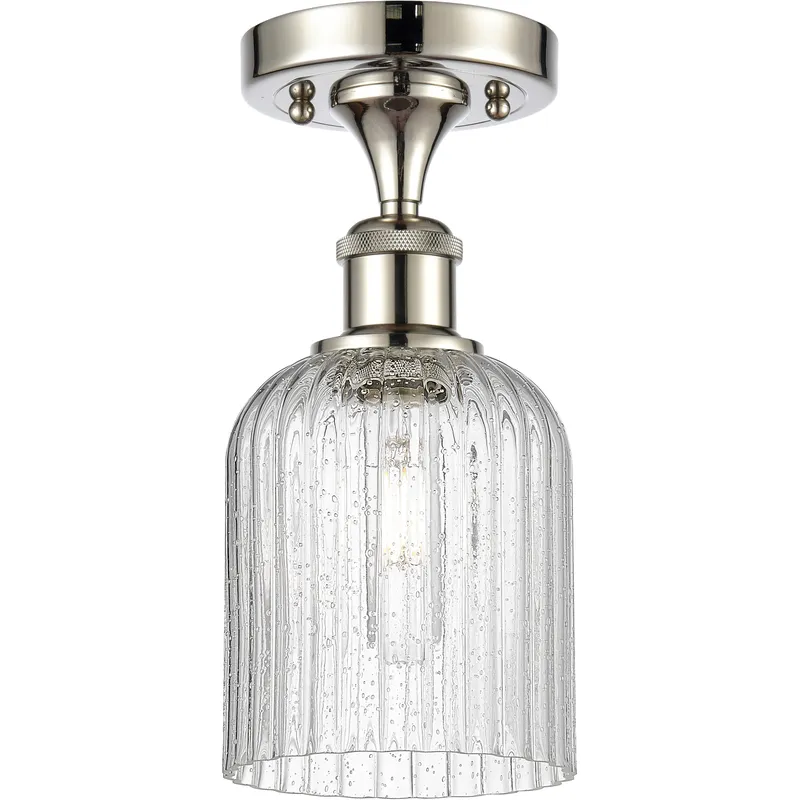 Bridal Veil 1 Light 5 inch Polished Nickel Semi-Flush Mount Ceiling Light in Seedy Glass